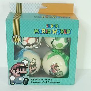 Super Mario World Xmas Tree Ornaments Official Nintendo Set Of 4 Exclusive NEW